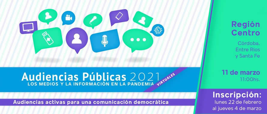 Se realizará en marzo la Audiencia Pública de Servicios de Comunicación Audiovisual