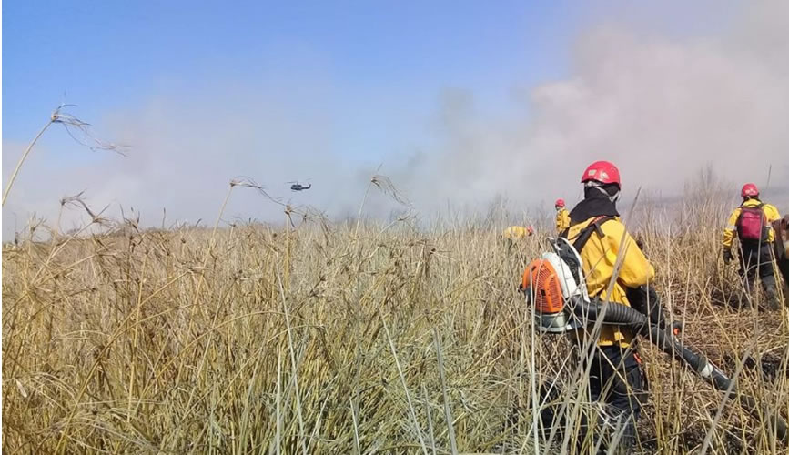 Se intensifican las tareas de combate de incendios en islas, frente a la localidad de San Nicolás