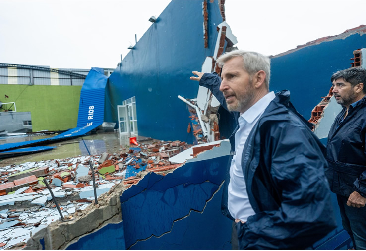 Frigerio recorrió las zonas afectadas en Villaguay tras el temporal