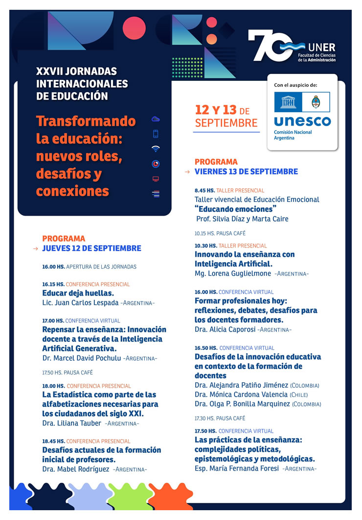 XXVII JORNADAS INTERNACIONALES DE EDUCACIÓN – «TRANSFORMANDO LA EDUCACIÓN: NUEVOS ROLES, DESAFÍOS Y CONEXIONES”