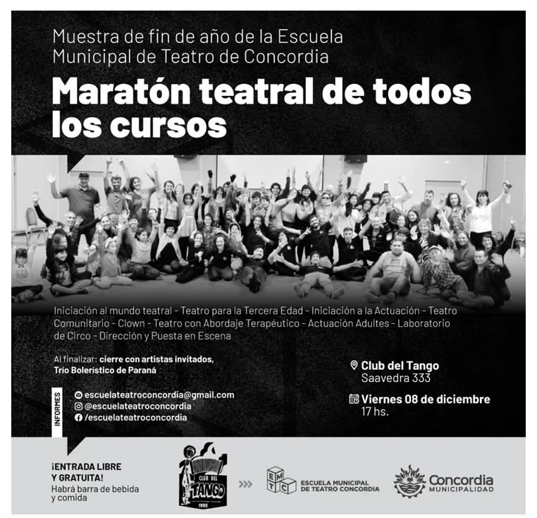 El Municipio de Concordia cerró la Escuela Municipal de Teatro