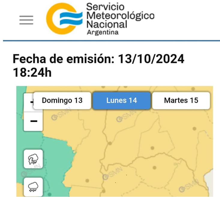 El Servicio Meteorológico Nacional emitió alerta amarilla para el centro norte entrerriano